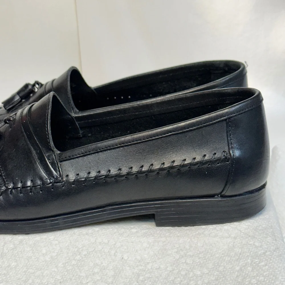 Giorgio Brutini Loafers Mens 12 M Black Woven Kiltie Tassel Excellent